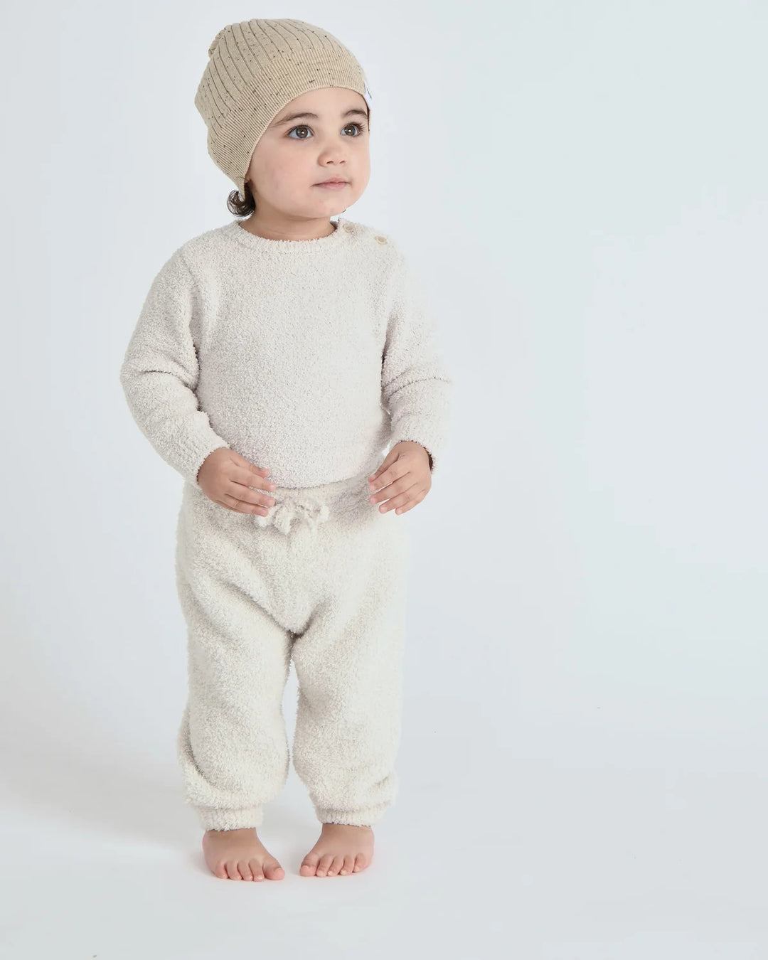 7AM Enfant Fuzzy Boxy Lounge Pants - Ecru
