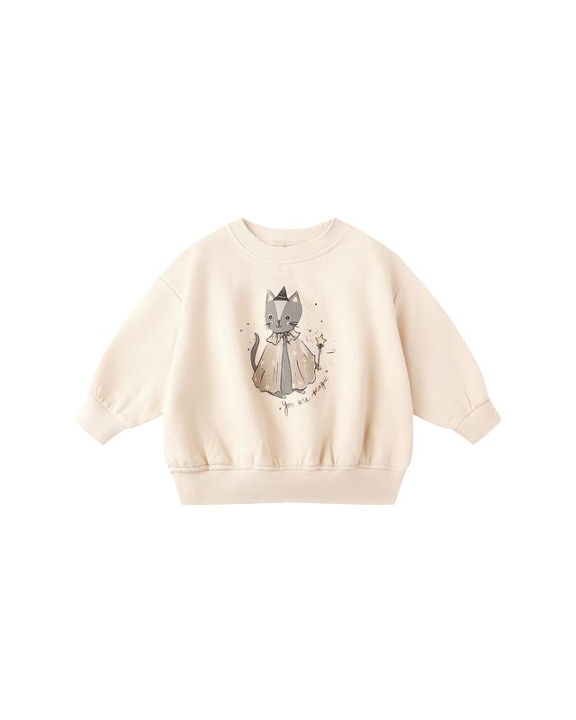 Quincy Mae Relaxed Fleece Sweatshirt + Sweatpants Set - Magic Cat
