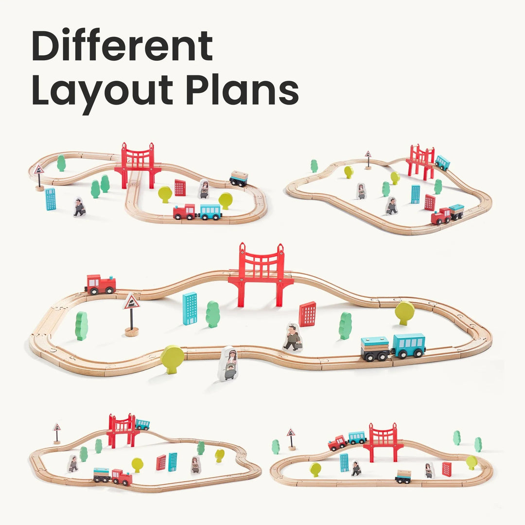 Tiny Land® Wooden Train Set for Children 39 Pcs – Hopscotch Kids OR