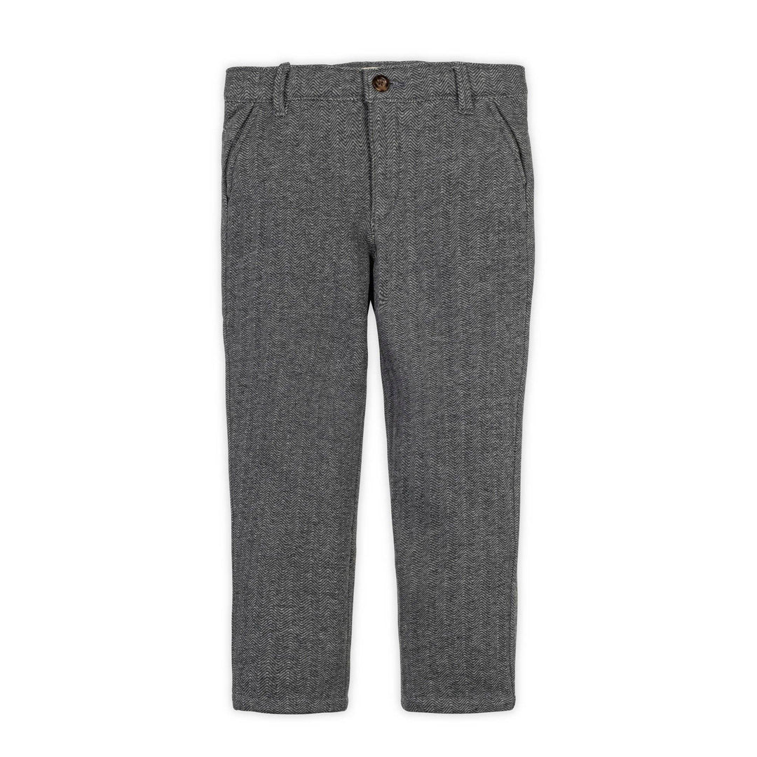 Hope And Henry Fleece Suit Pant - Charcoal Herringbone