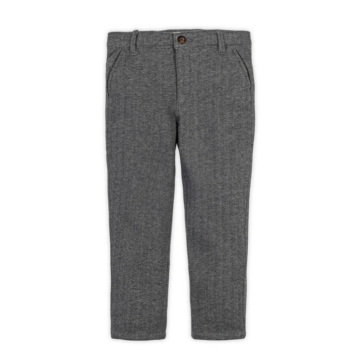 Hope And Henry Fleece Suit Pant - Charcoal Herringbone