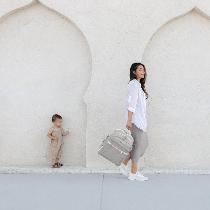 Petunia 2-in-1 Provisions Backpack - Matte Grey Leatherette