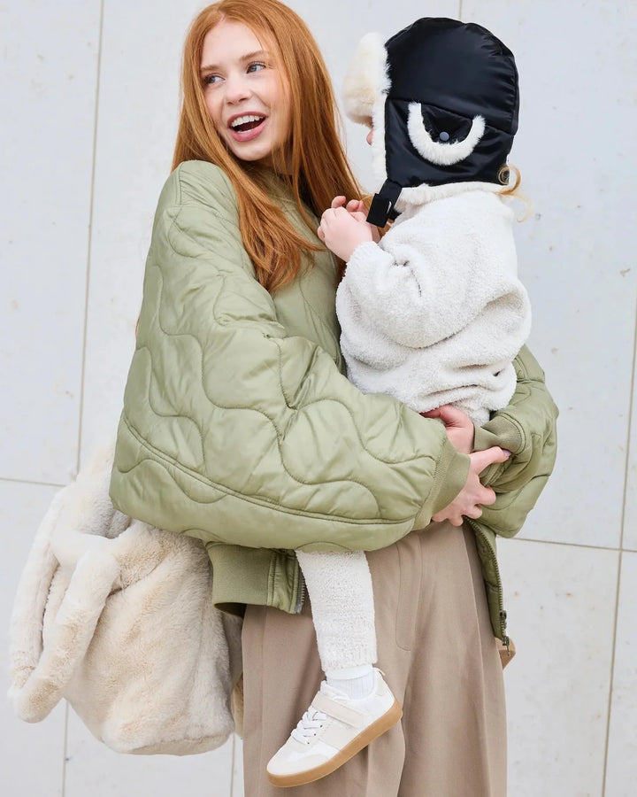 7AM Enfant Ushuaia Diaper Tote - Arctic White Faux Fur
