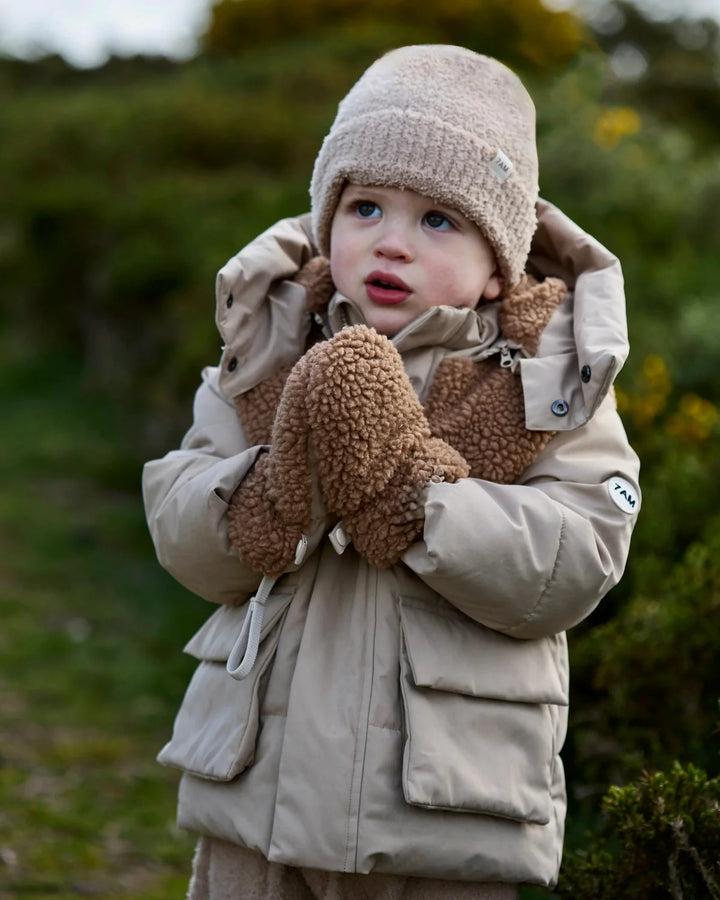 7AM Enfant Sherpa Mittens  Benji Appliqué - Oat
