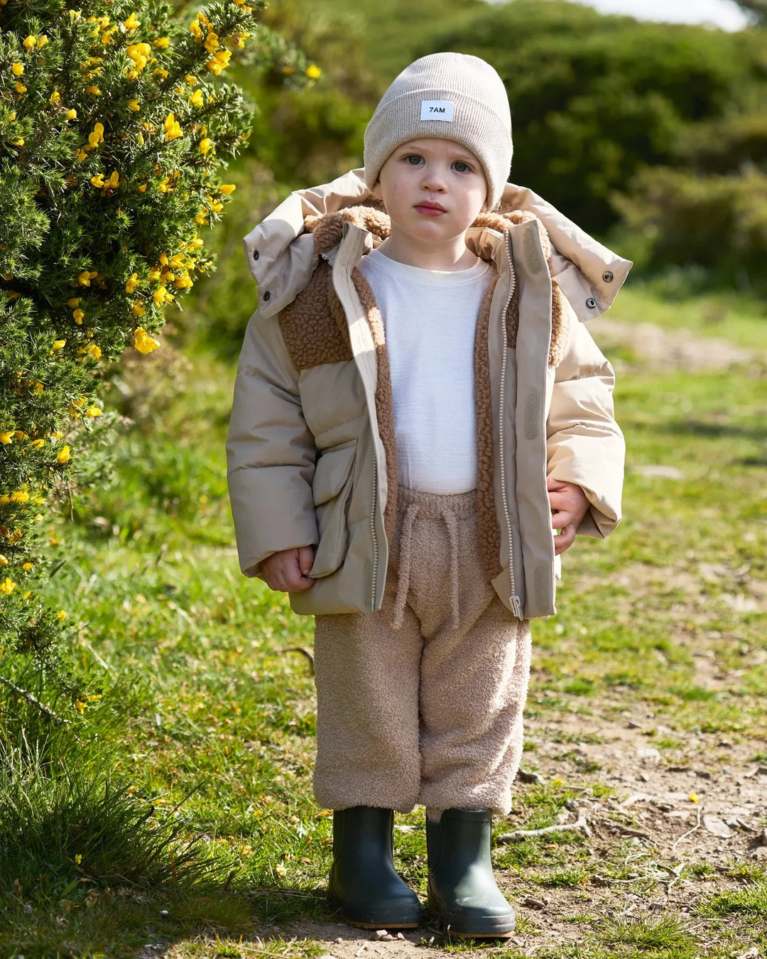 7AM Enfant Puffer Jacket Benji Appliqué - Oat/Cacao
