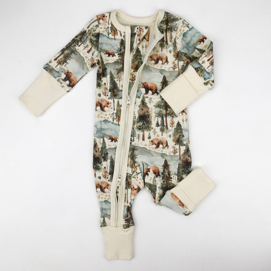 Earthy Organic Cotton Baby Pajamas 2-Way Zip Front Zipper Sleeper - Crispin