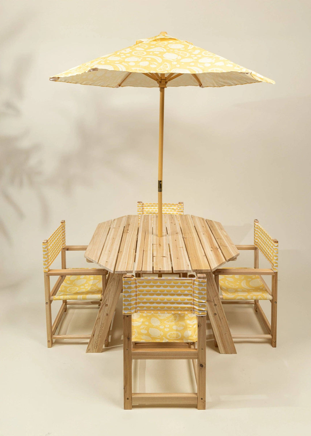Coco Village Kids’ Patio Set 4 Chairs and Parasol – Summer Fruits