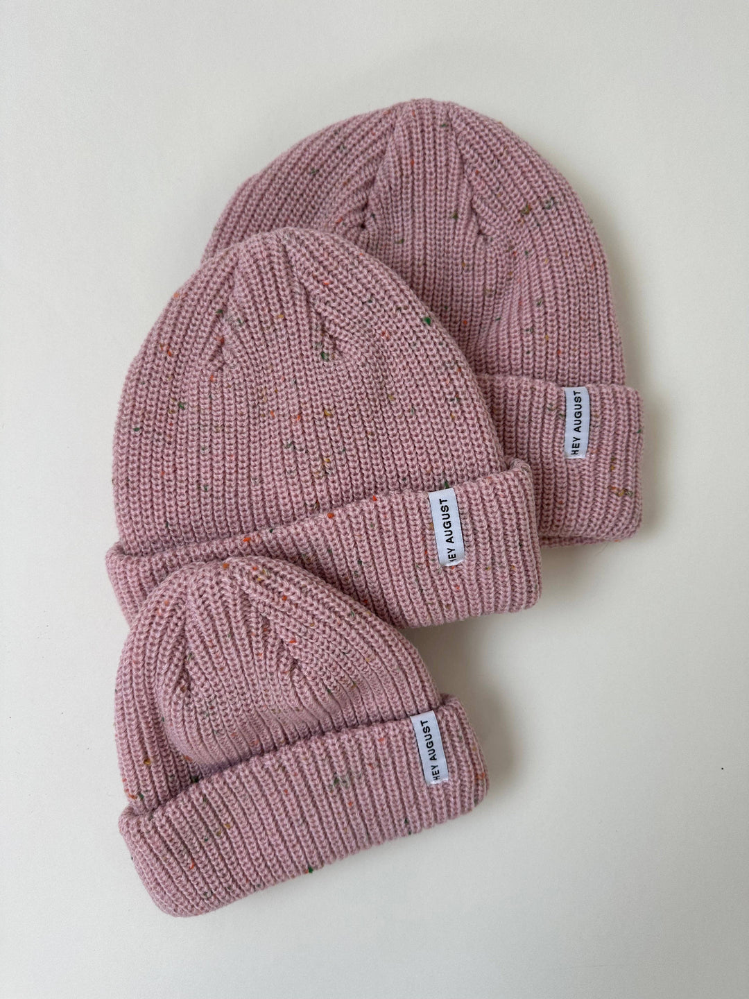 Hey August Thick Knit Beanie - Pink Speck