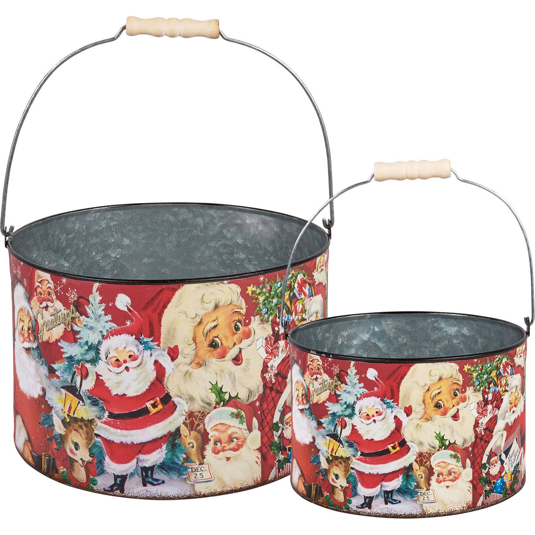 Primitives By Kathy Retro Santa Bucket