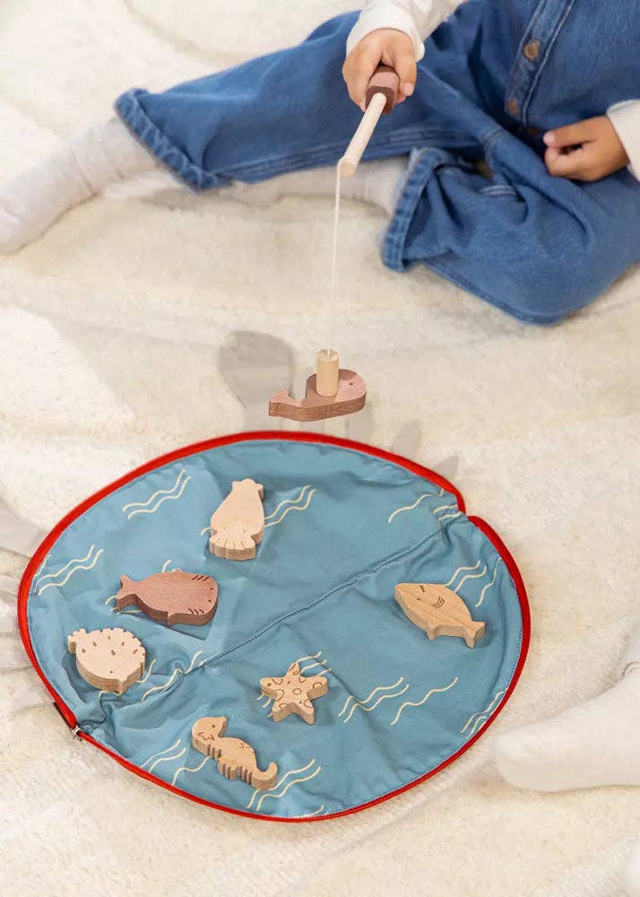 Coco VIllage Wooden Fishing Game With Bag