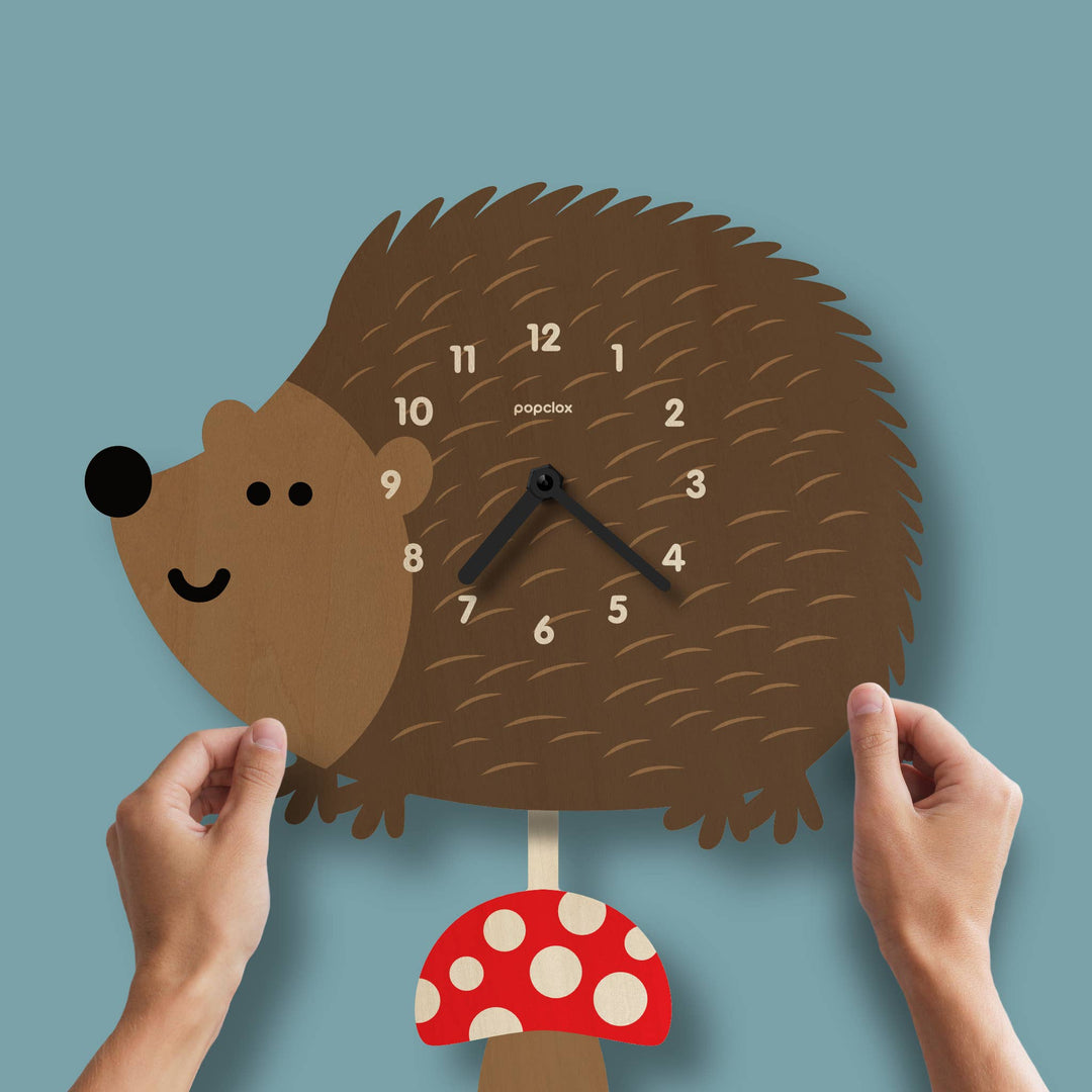 Popclox Hedgehog Pendulum Clock - Wood