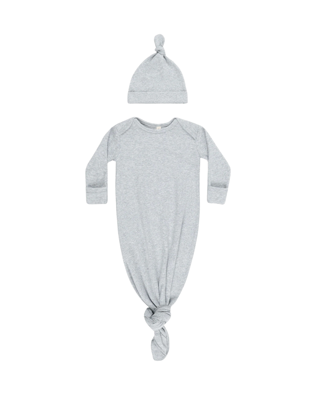 Quincy Mae Knotted Baby Gown + Hat - Dusty Blue