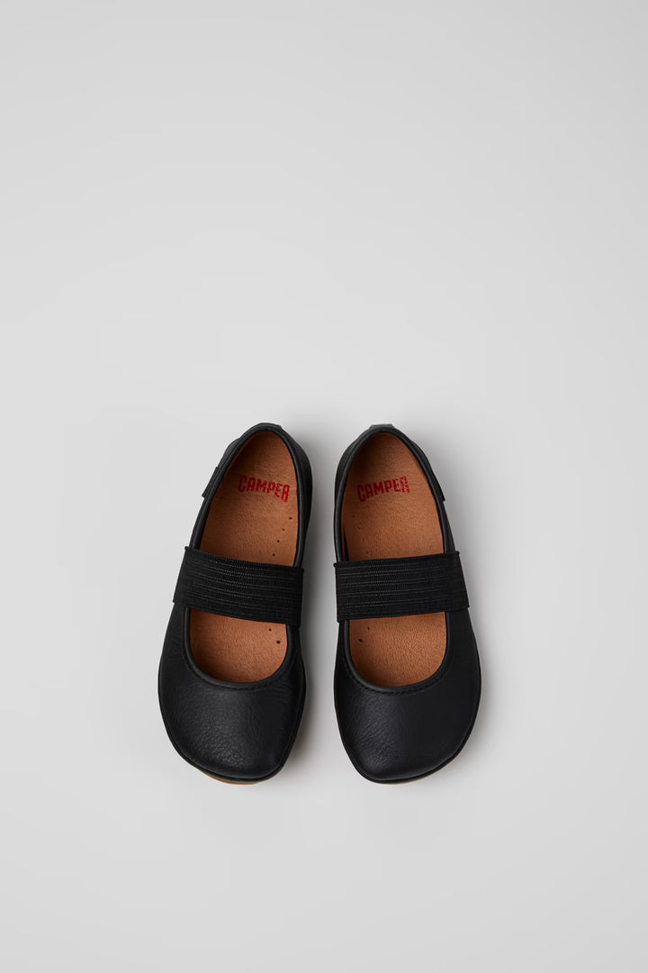 Camper Right Black Leather Ballet Flats