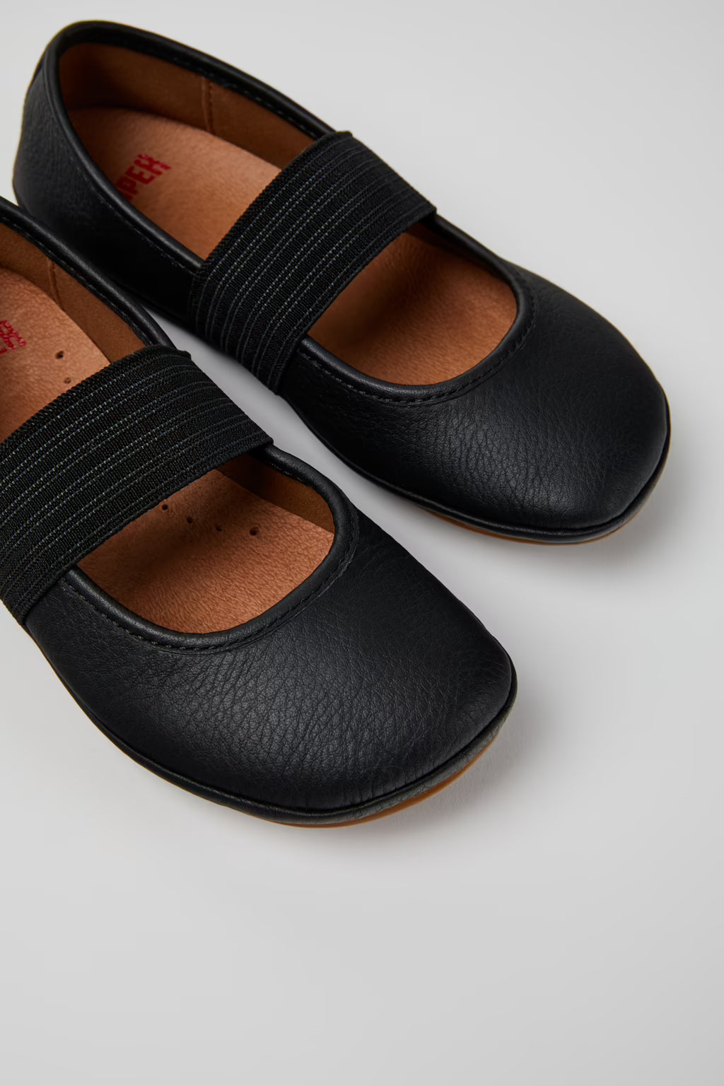 Camper Right Black Leather Ballet Flats