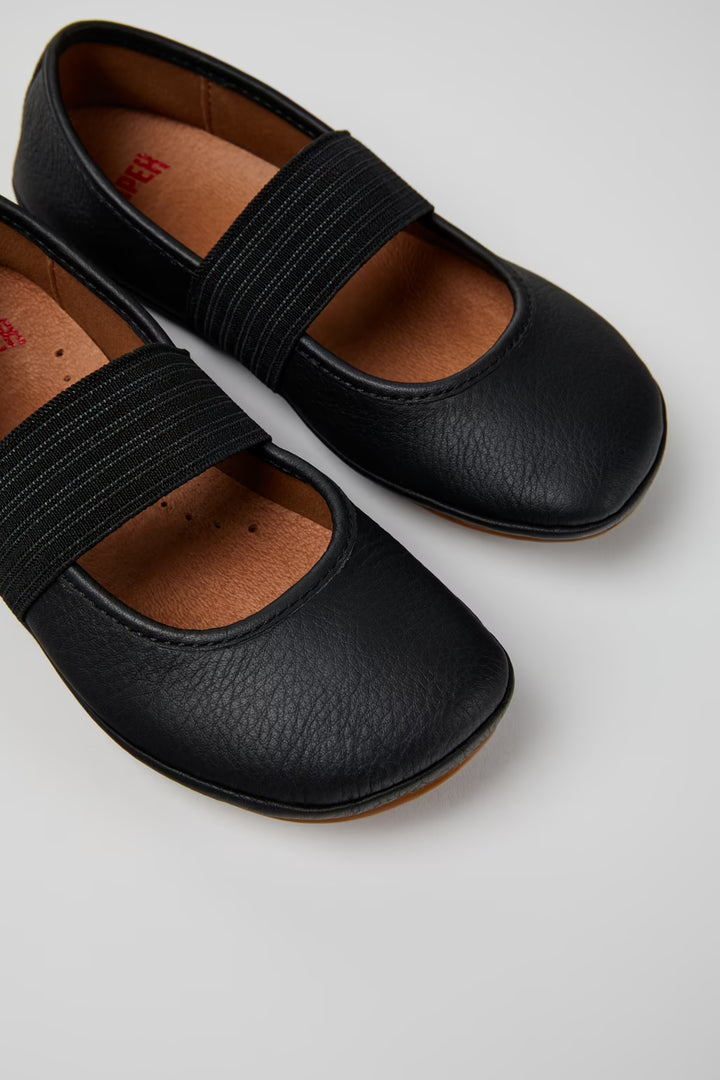 Camper Right Black Leather Ballet Flats