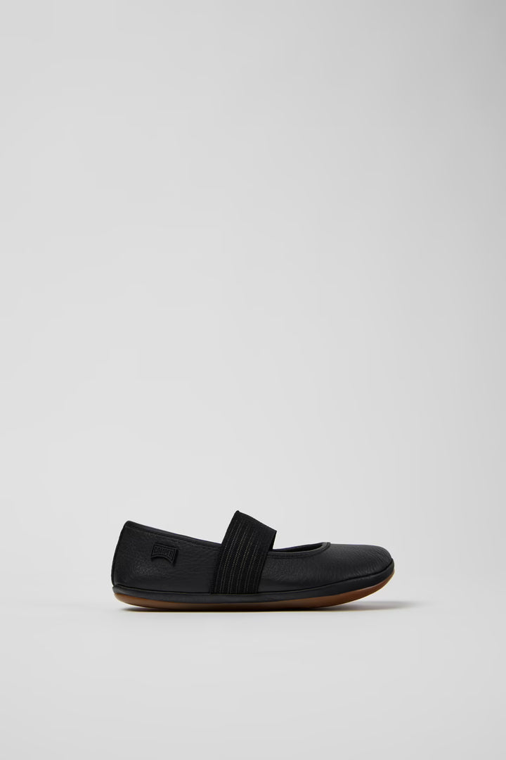 Camper Right Black Leather Ballet Flats