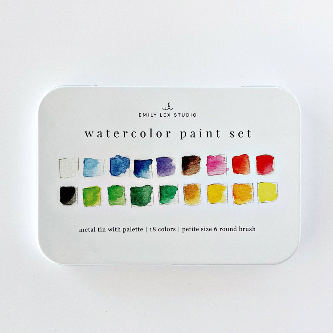 Emily Lex Studio Watercolor Paint Set - 18 Colors With Brush