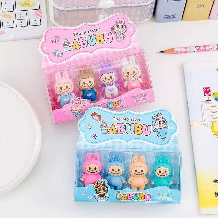 Little Trendy Cute Monster Rubber Eraser - 4pcs Set