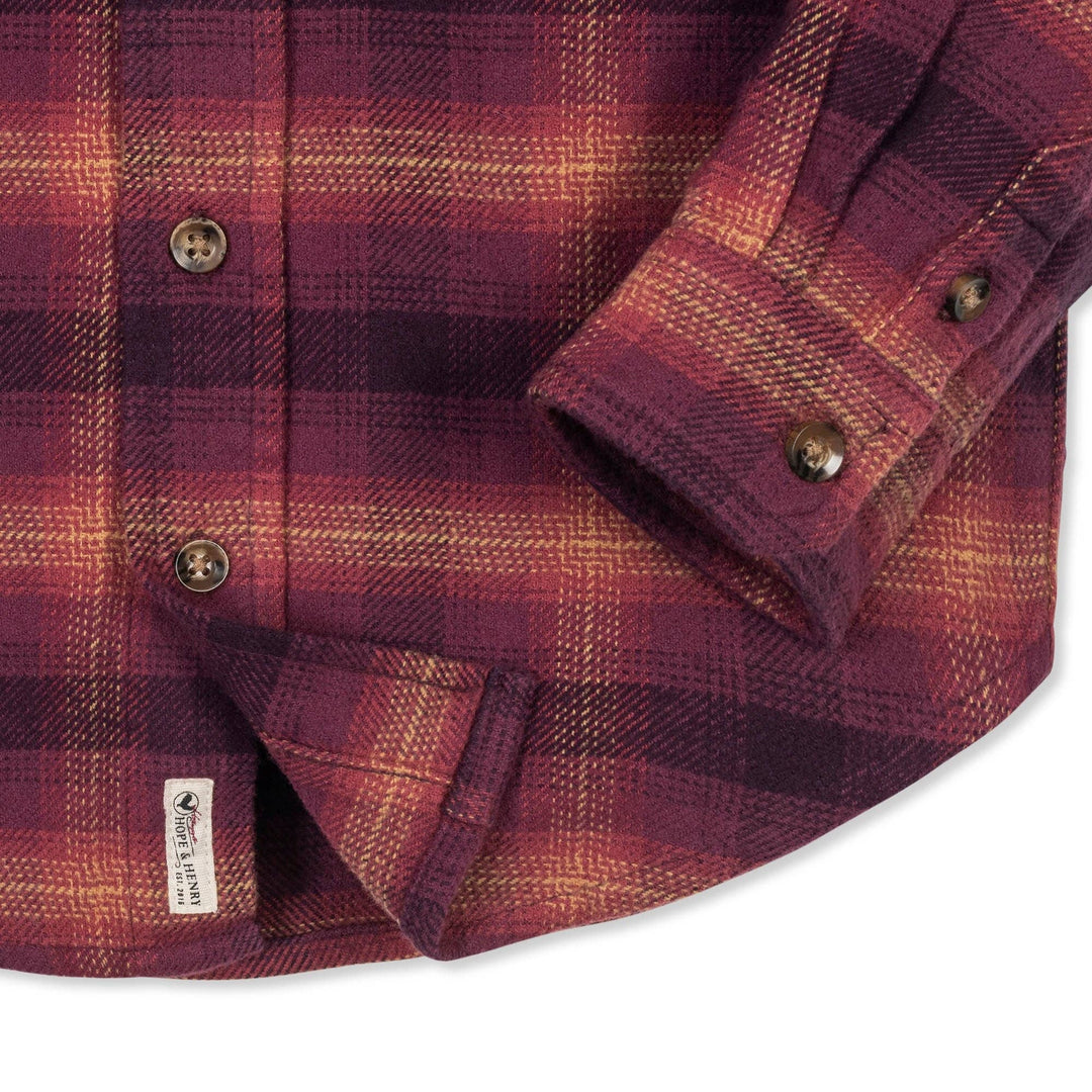 Hope And Henry Organic Flannel Shirt - Sugar Plum Plaid