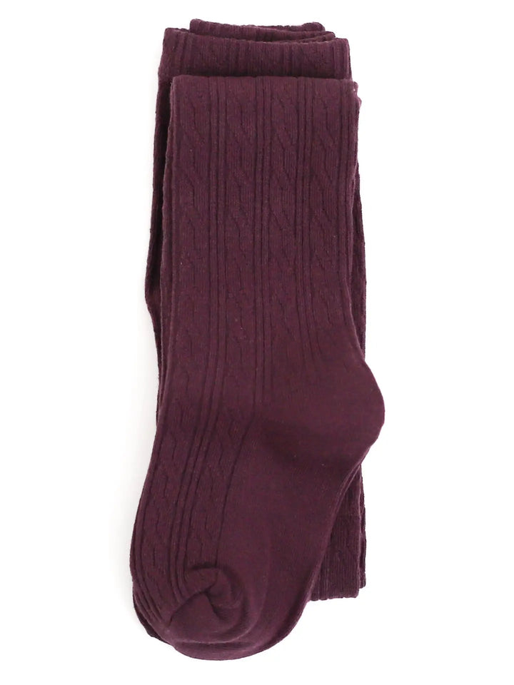 Little Stocking Co. Cable Knit Tights - Plum