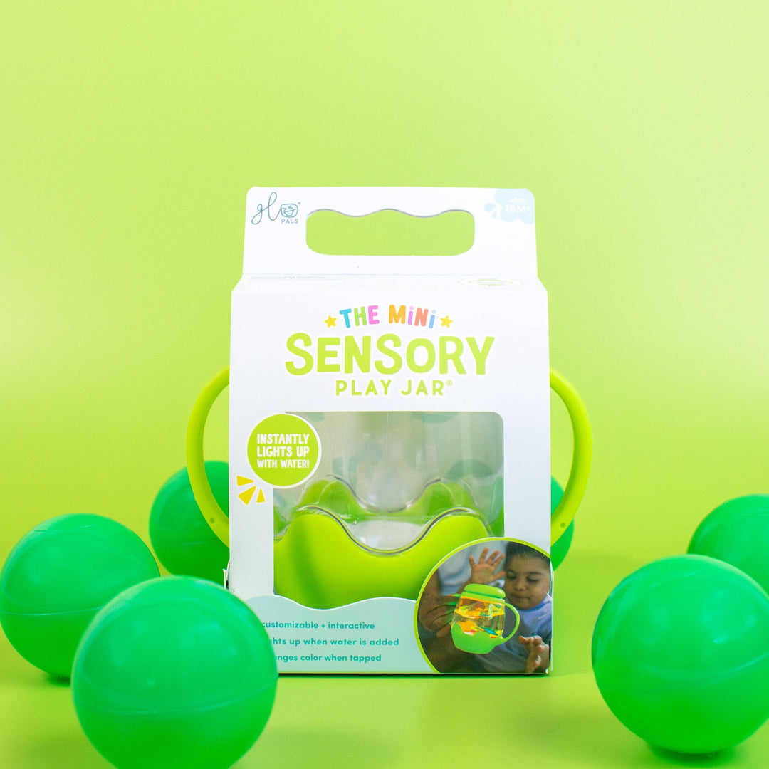 Glo Pals Mini Sensory Jar and Silicone Fun Filler Bundle - Green