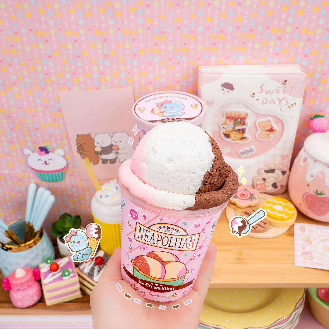 Kawaii Slime Neapolitan Scented Ice Cream Pint Slime