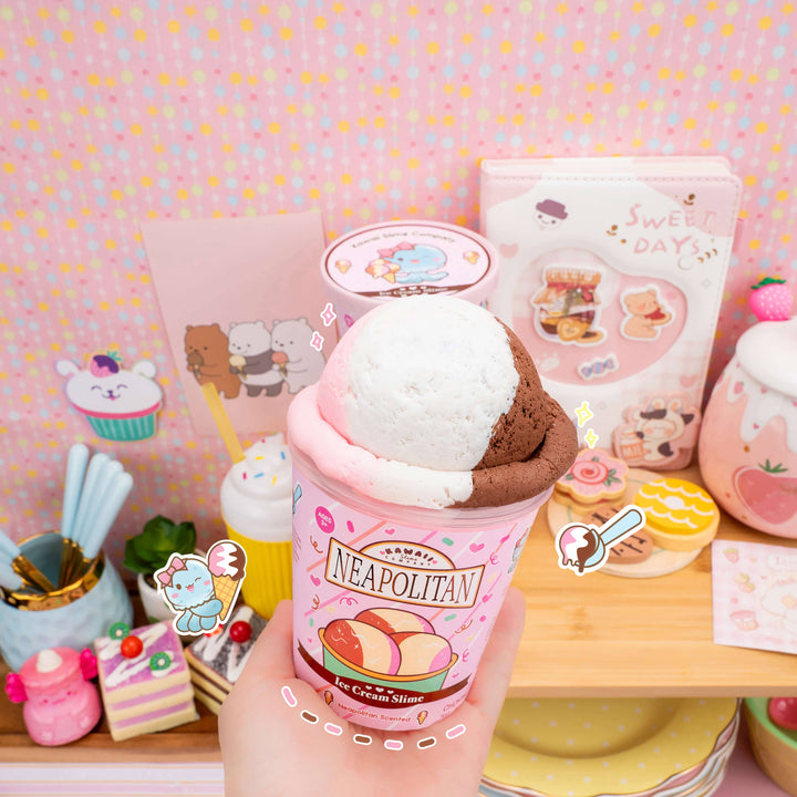 Kawaii Slime Neapolitan Scented Ice Cream Pint Slime