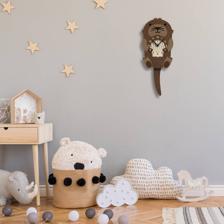 Popclox Otter Pendulum Clock - Wood