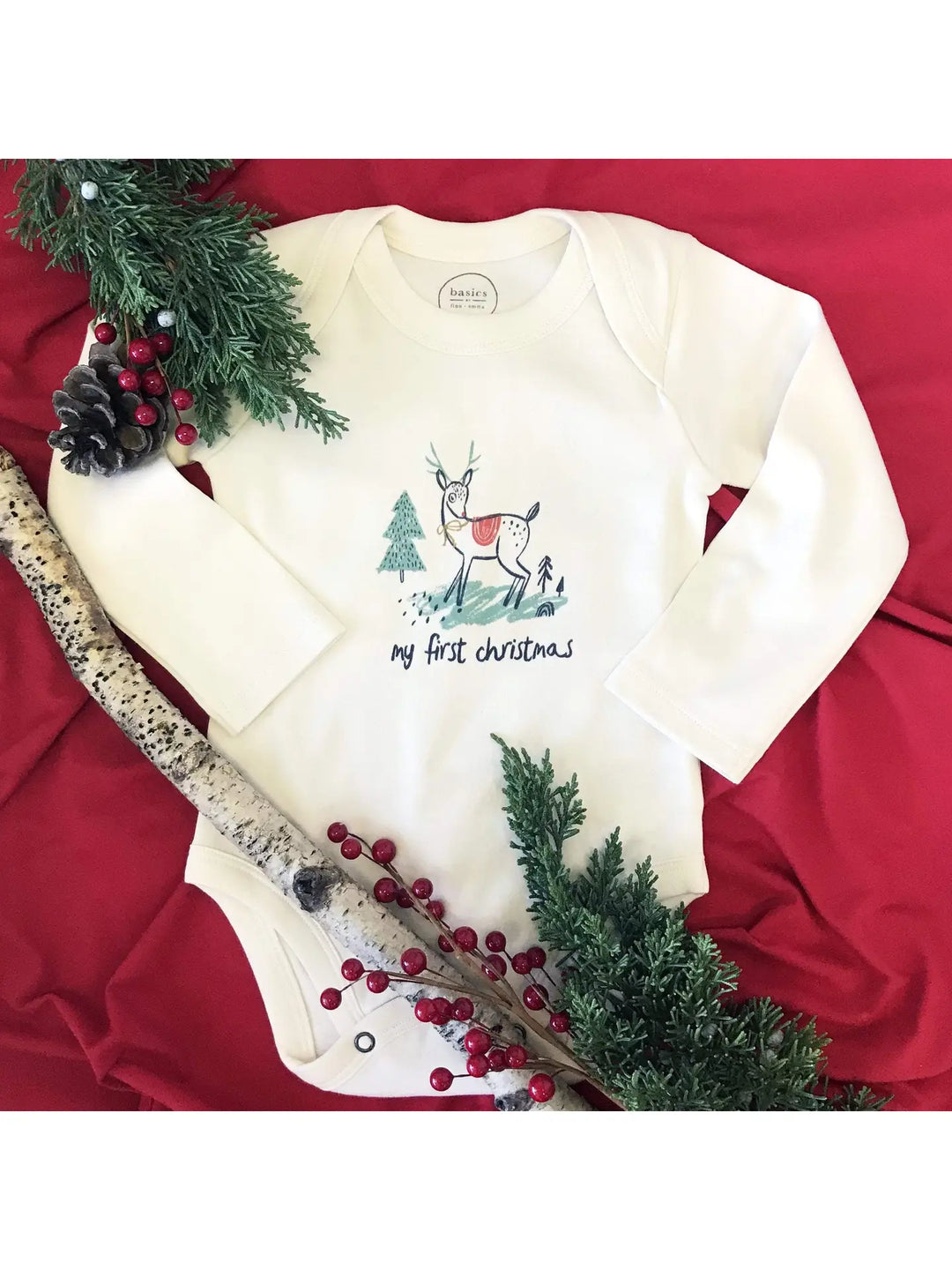 Finn + Emma Baby Graphic Bodysuit - Christmas Deer (Long Sleeve)