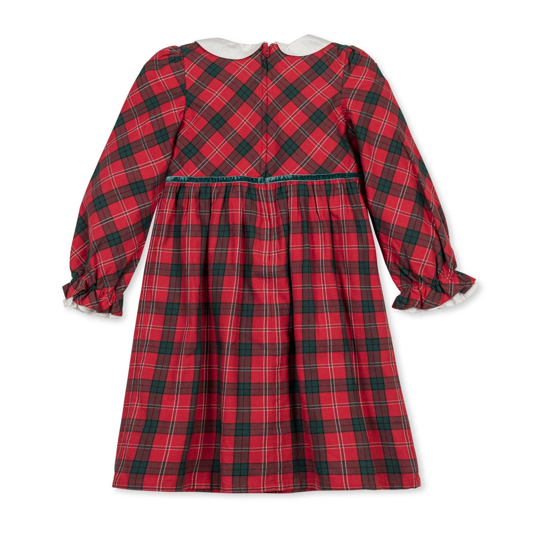 Hope And Henry Organic Peter Pan Collar Ruffle Cuff Dress - London Plaid