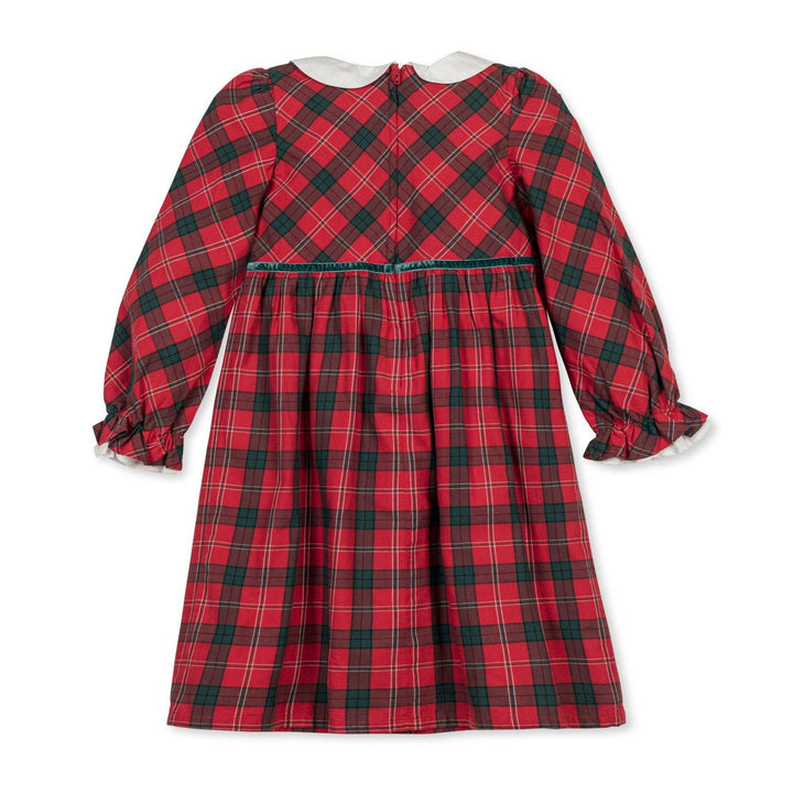 Hope And Henry Organic Peter Pan Collar Ruffle Cuff Dress - London Plaid