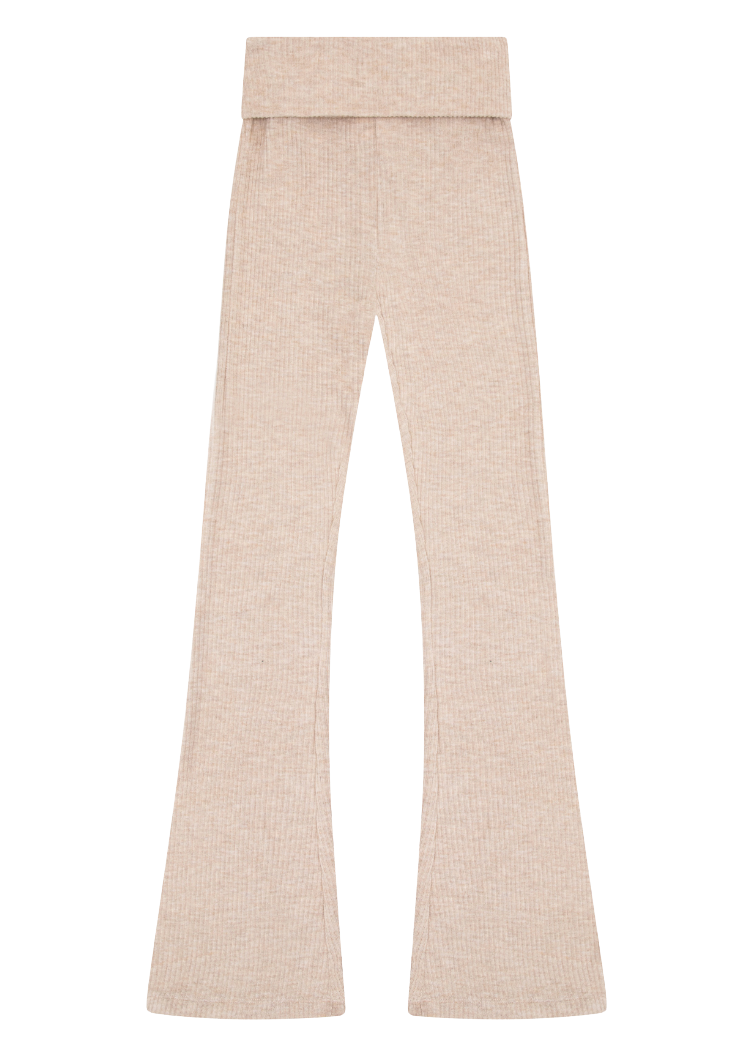 Tenly Hacci Ribbed High Waisted Flared Pant - Latte