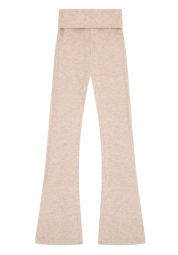 Tenly Hacci Ribbed High Waisted Flared Pant - Latte