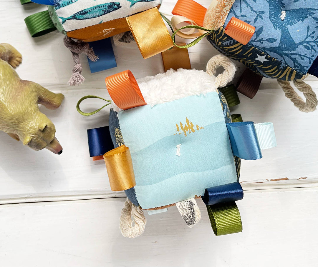 The Bird & Elephant Wolf Owls Baby Plush Block Woodland Baby Taggie