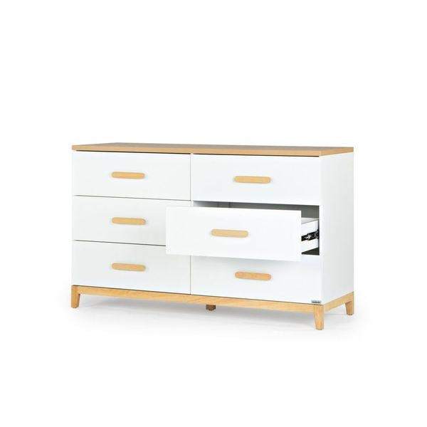 Dadada Lala Big 6-drawer Dresser - White/Red Oak