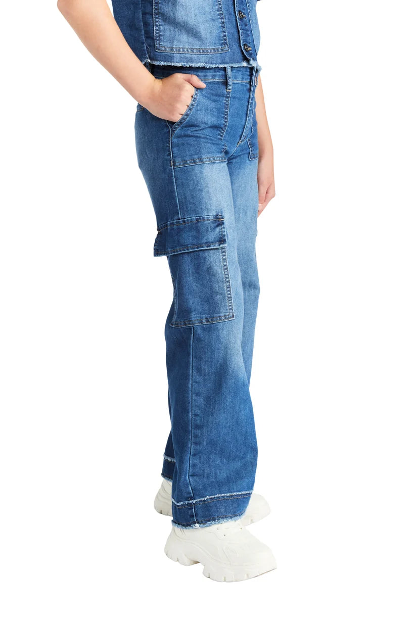 Tractr Cargo Pants - Medium Indigo