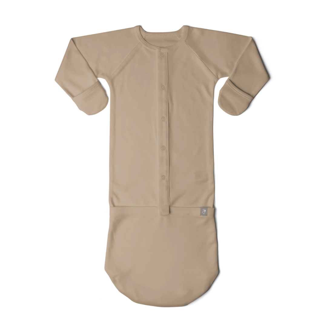 Goumi 24 Hour Convertible Sleeper Baby Gown - Sandstone