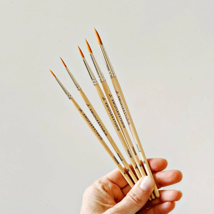 Emily Lex Studio Watercolor Paintbrush Set - Five Wood Brushes