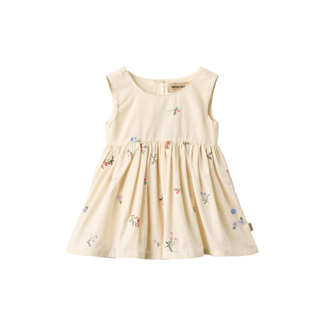Wheat Pinafore Wrinkle Sienna - Ivory Embroidery Flowers