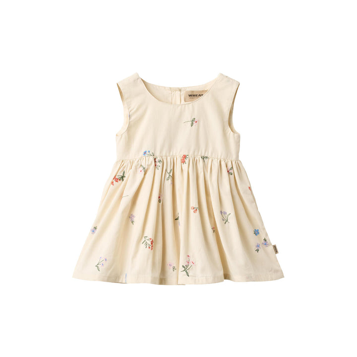 Wheat Pinafore Wrinkle Sienna - Ivory Embroidery Flowers
