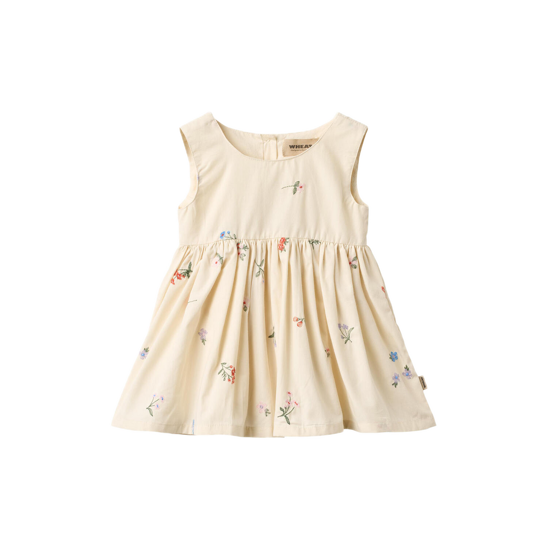 Wheat Pinafore Wrinkle Sienna - Ivory Embroidery Flowers