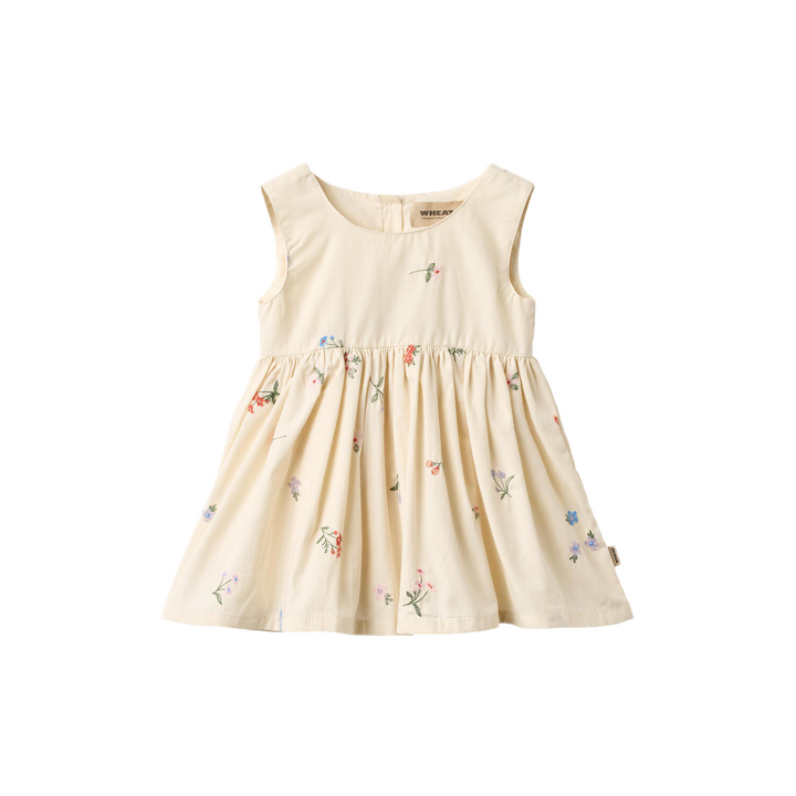 Wheat Pinafore Wrinkle Sienna - Ivory Embroidery Flowers