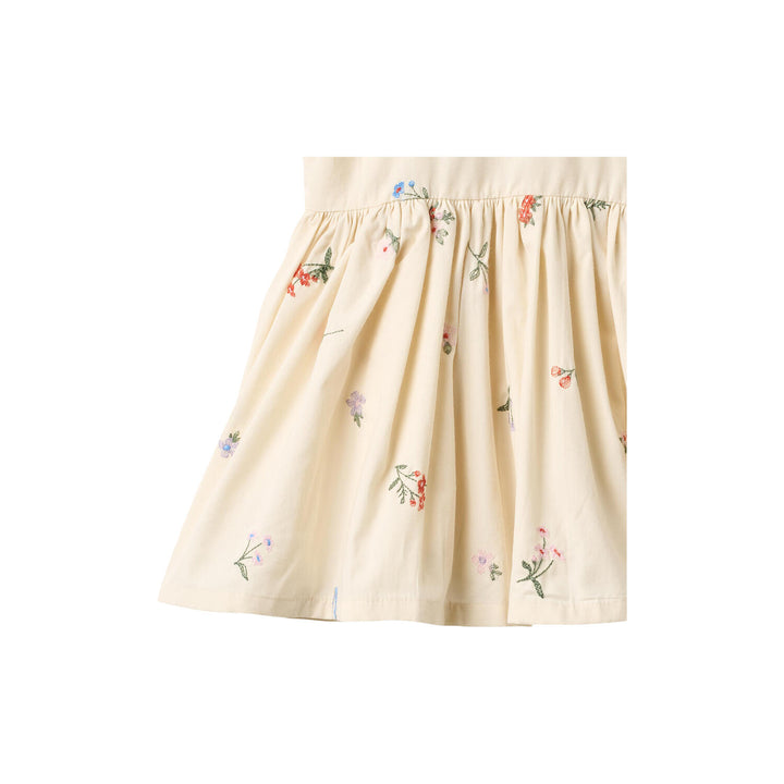 Wheat Pinafore Wrinkle Sienna - Ivory Embroidery Flowers