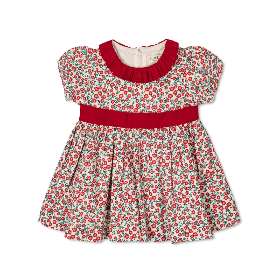 Hope And Henry Organic Ruffle Collar Sateen Dress - London Floral