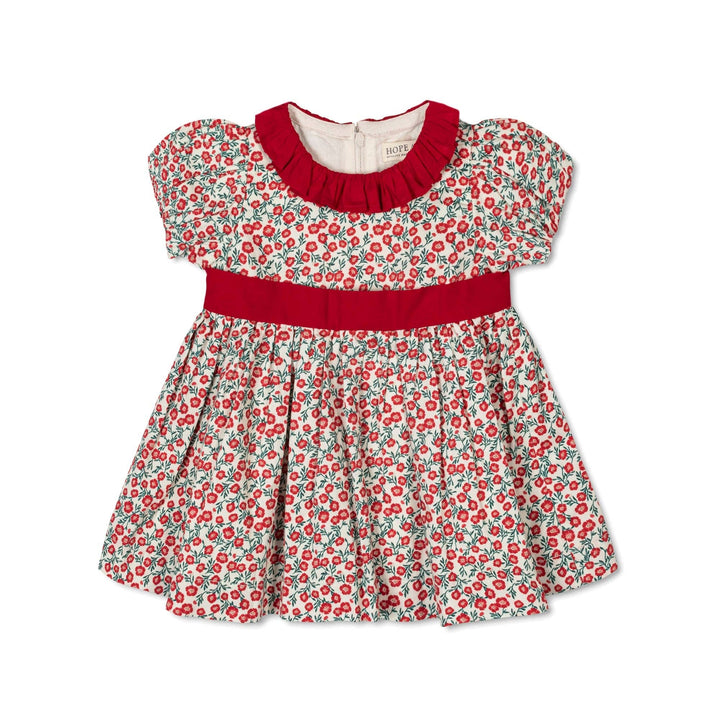 Hope And Henry Organic Ruffle Collar Sateen Dress - London Floral