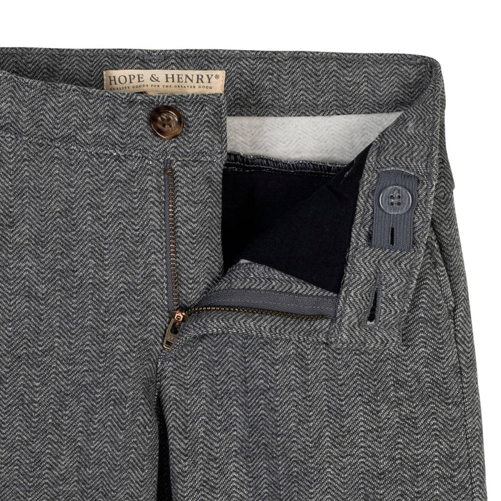 Hope And Henry Fleece Suit Pant - Charcoal Herringbone