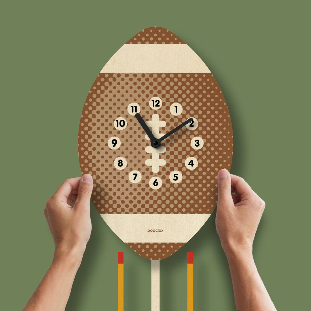Popclox Football Pendulum Clock - Wood