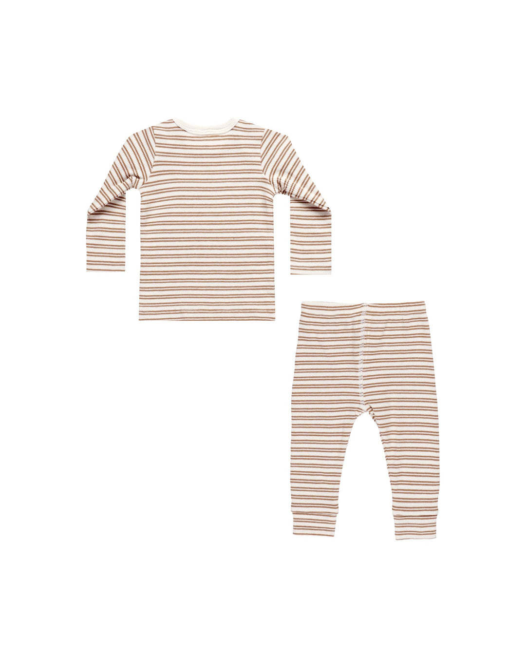 Quincy Mae Ribbed Tee + Legging Set - Golden Stripe