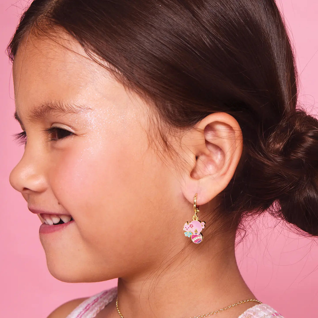 Girl Nation Huggie Hoop Dangle Earrings - Purr-Fect Kitty