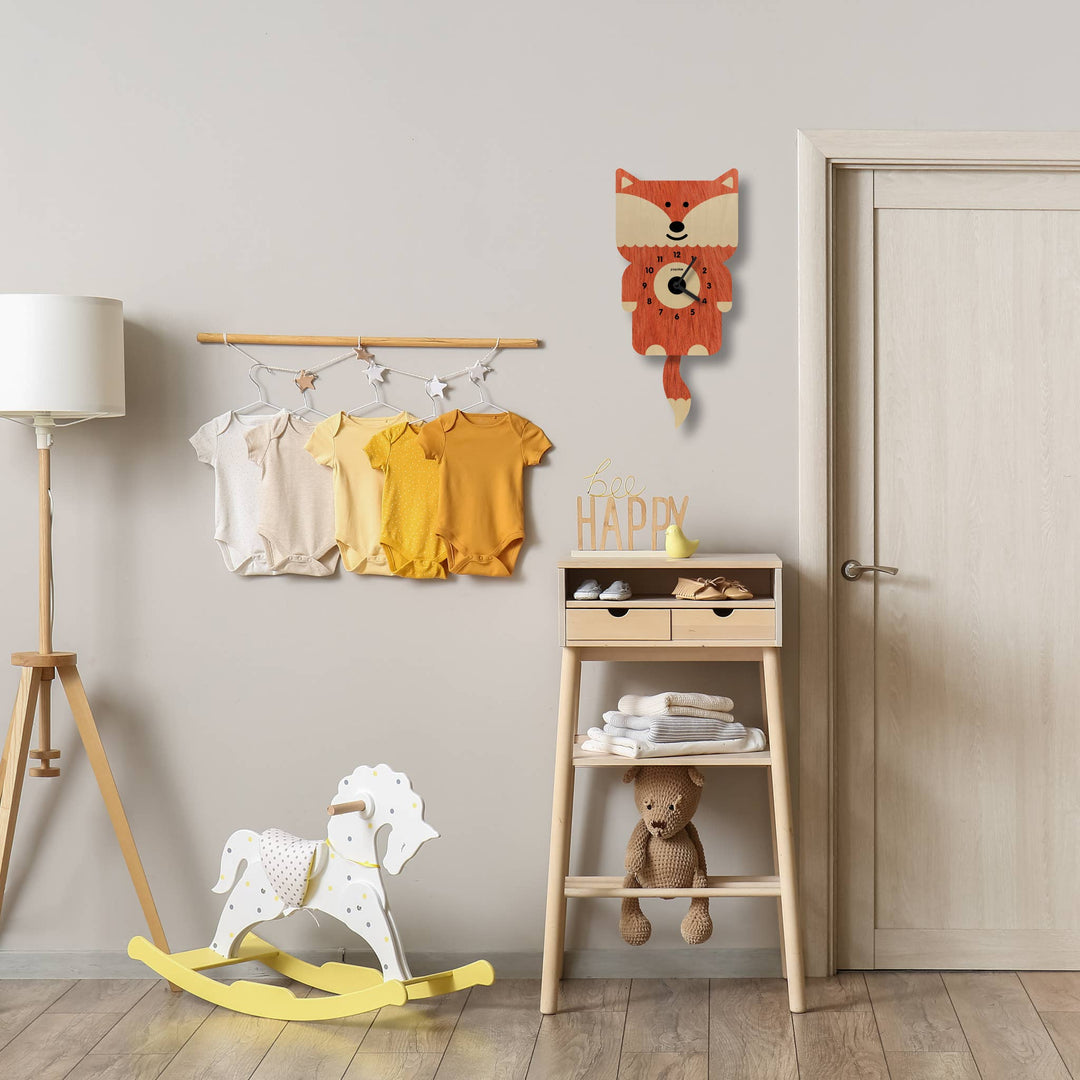 Popclox Fox Pendulum Clock - Wood